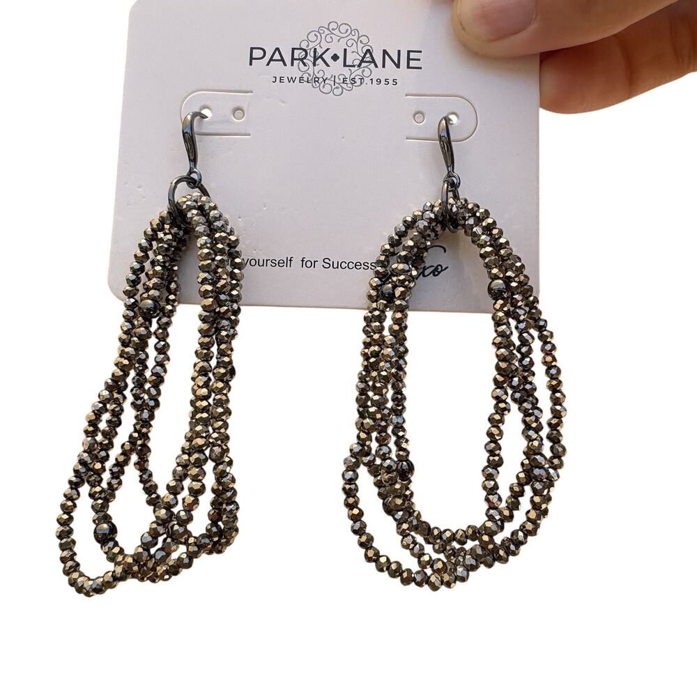 Park Lane Dark Silver Beaded Bohemian Dangle Earrings